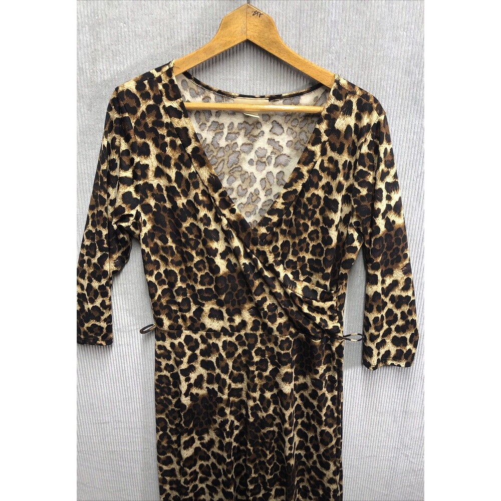 VTG Ella Samani Maxi Dress 1X Leopard Cheetah Mob Wife Aesthetic Belt Missing
